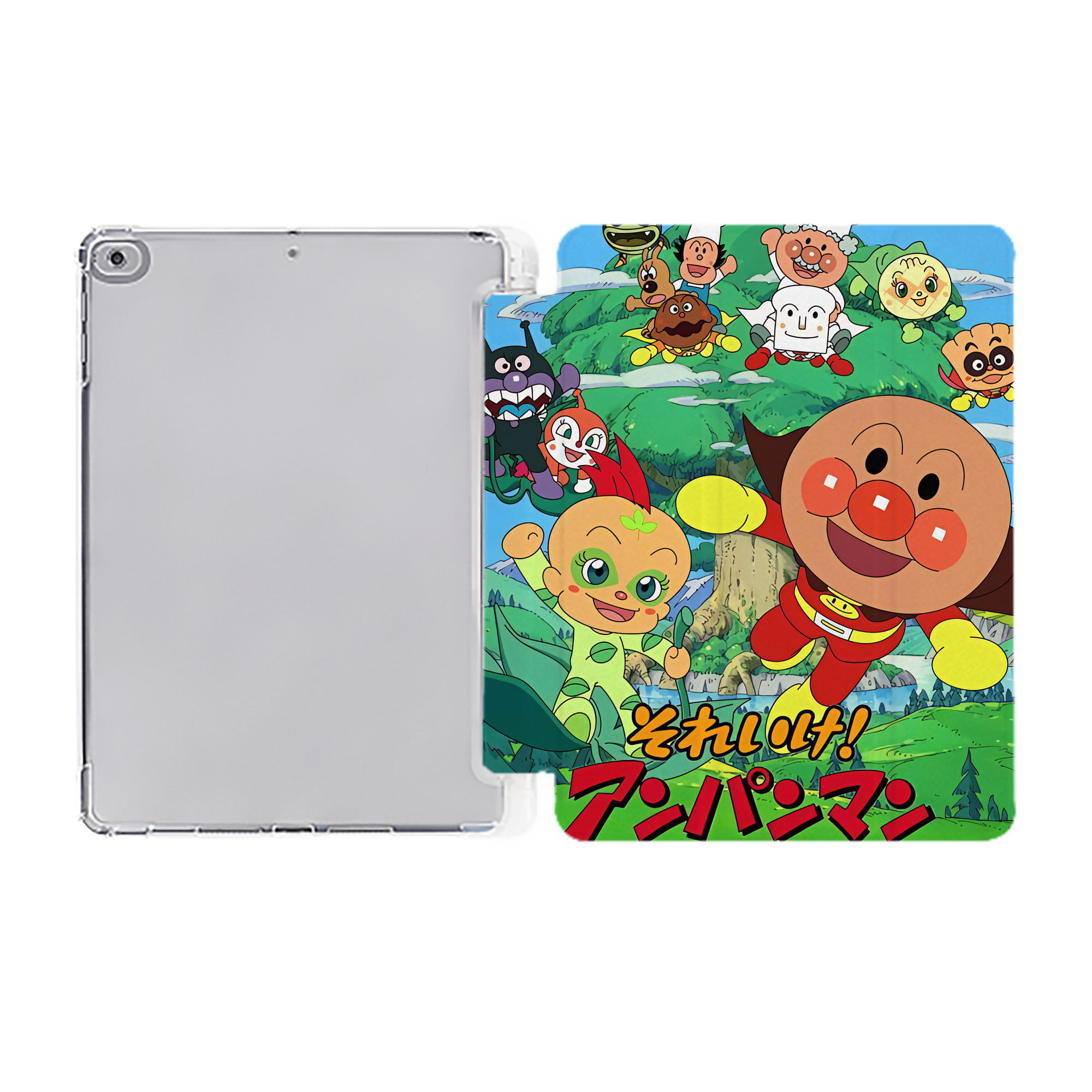 （画像用） アンパンマン Anpanman IPad ケース ペン収納付き 三つ折りスタンド PUレザー×シリコン 対応機種9.5/10.5/10.9インチ